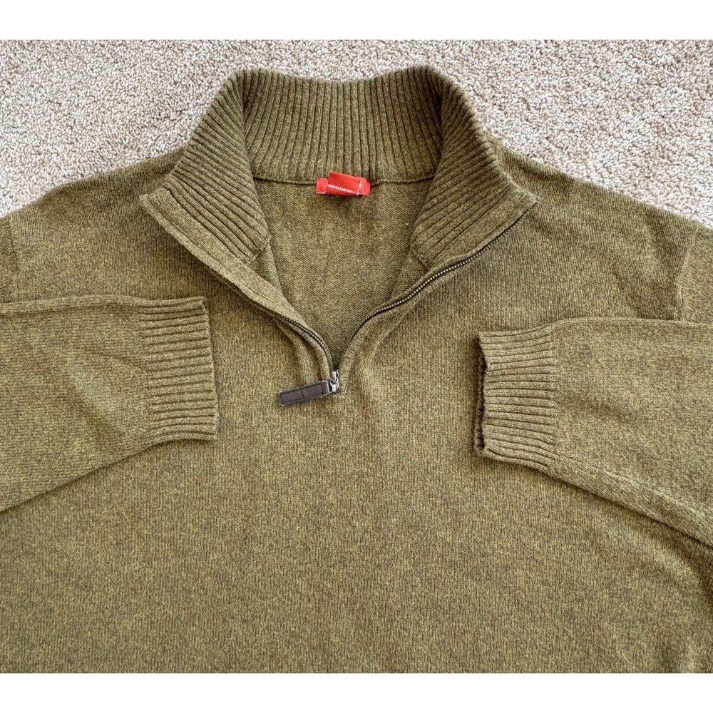 Sundance Cotton Blend Quarter‎ Zip Sweater Men's XXL Olive Green Wool Blend EUC